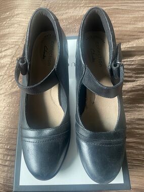 Clarks Black Mary Jane Comfort Heels